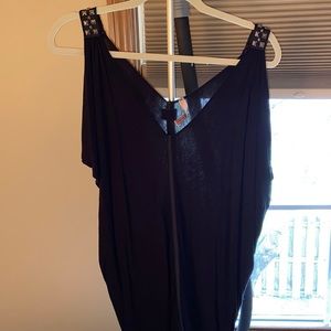 Black metal embellished shirt